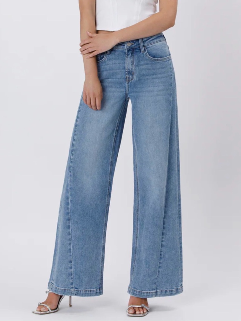 Vervet V3608 Enthuse High Rise Seam Detail Palazzo Jeans Sz 30